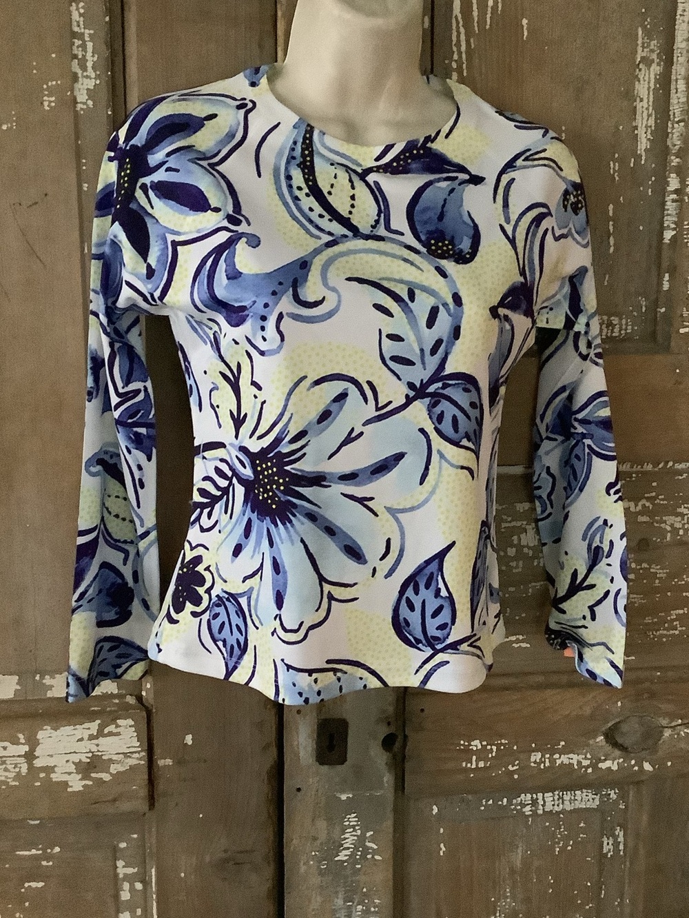 Whimsy Rose Stretch Floral Top XS Long Sleeve